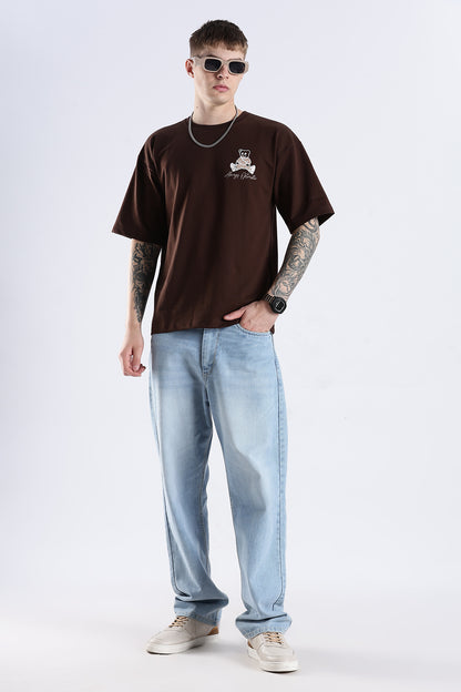 Coffee Hustle Brown Graphic Printed Oversized T-shirt