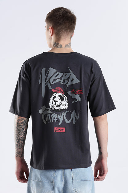 Ash Grey Carry On HD Printed Oversized T-shirt