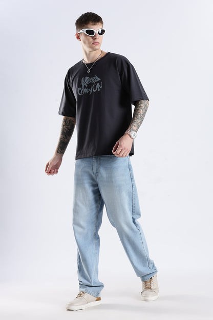 Ash Grey Carry On HD Printed Oversized T-shirt