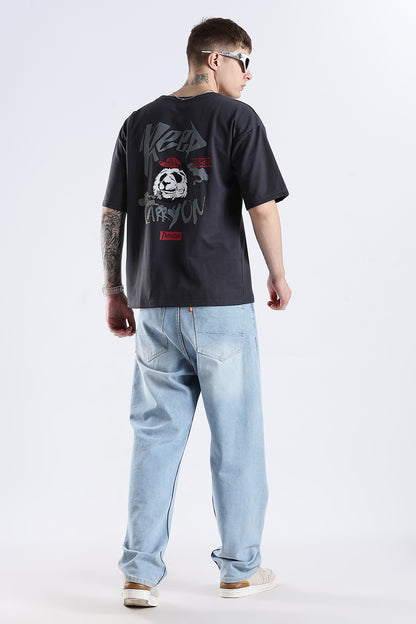 Ash Grey Carry On HD Printed Oversized T-shirt