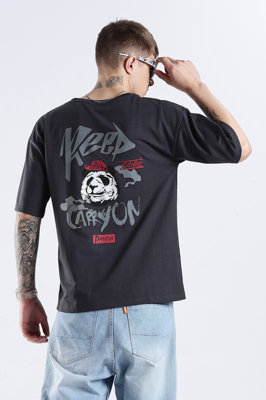 Ash Grey Carry On HD Printed Oversized T-shirt
