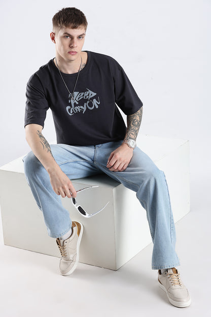 Ash Grey Carry On HD Printed Oversized T-shirt