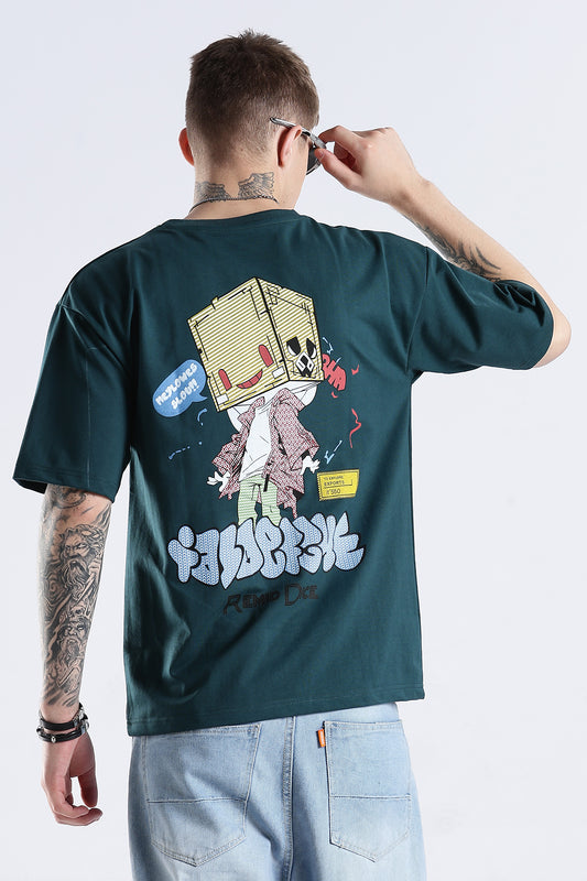 Green Graphic To Explore HD Printed Oversized T-shirt
