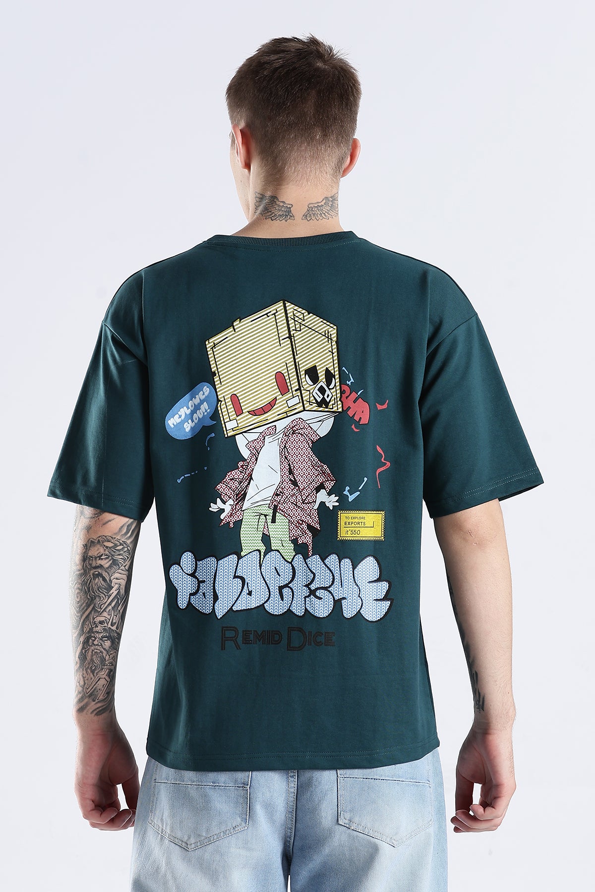 Green Graphic To Explore HD Printed Oversized T-shirt