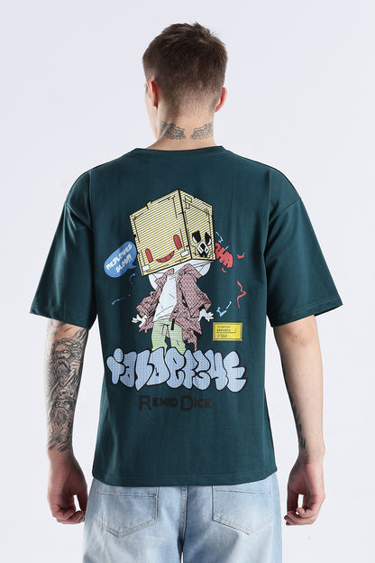 Green Graphic To Explore HD Printed Oversized T-shirt