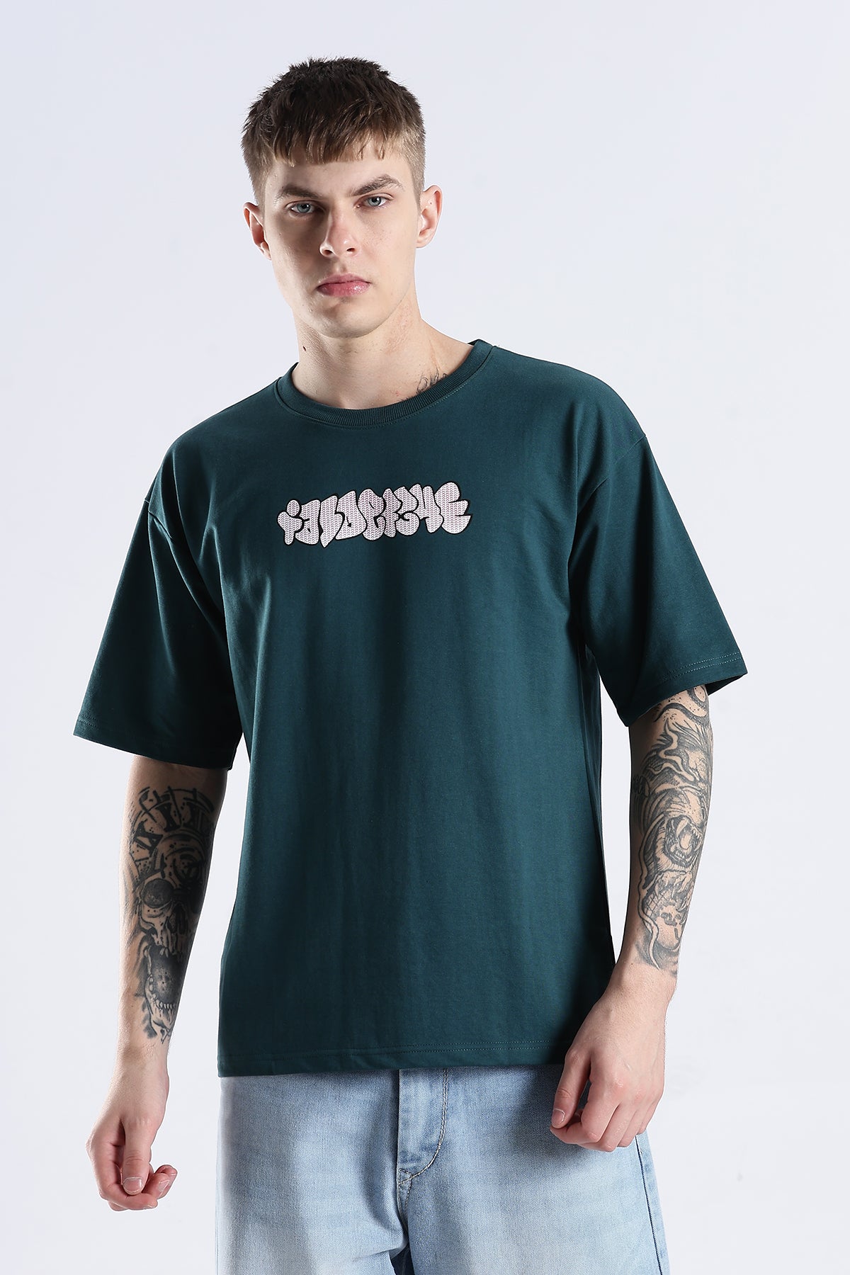 Green Graphic To Explore HD Printed Oversized T-shirt