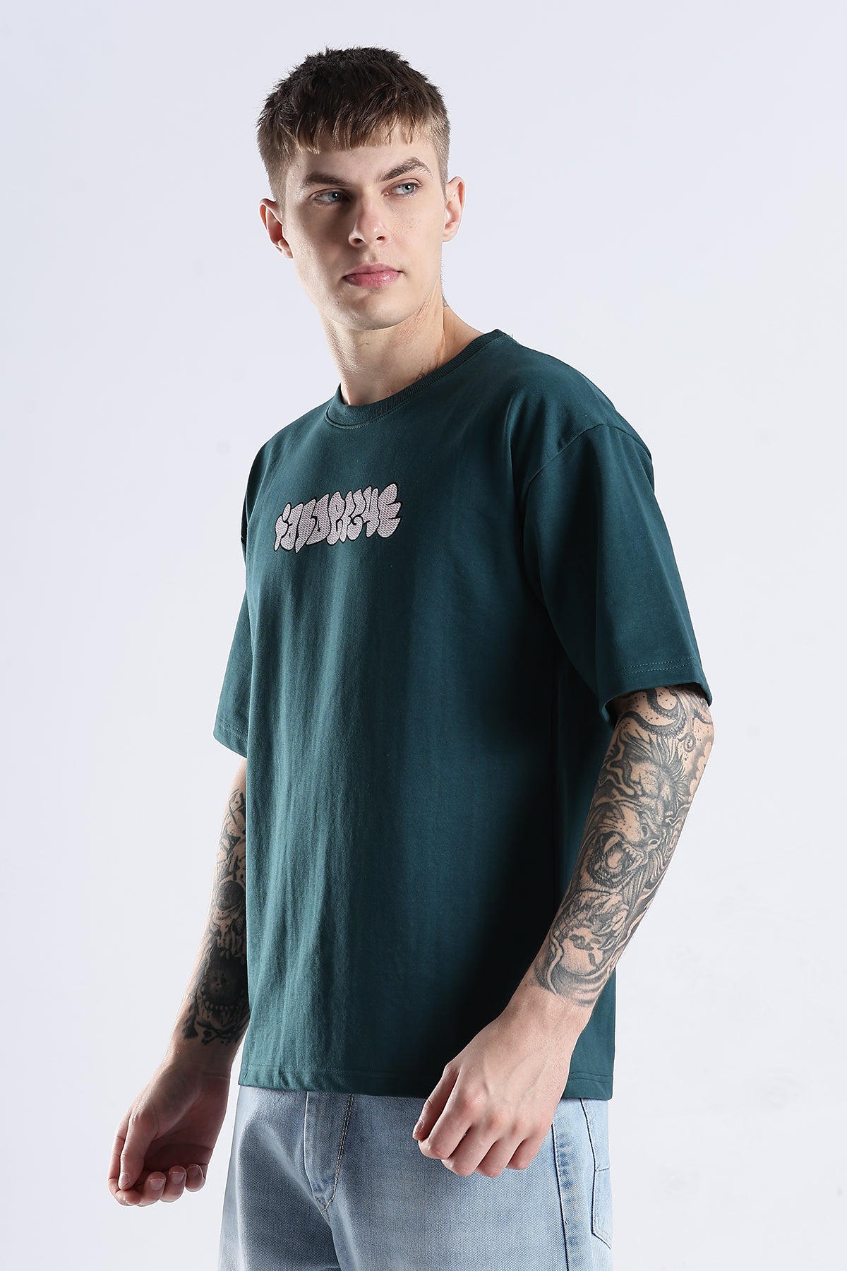 Green Graphic To Explore HD Printed Oversized T-shirt