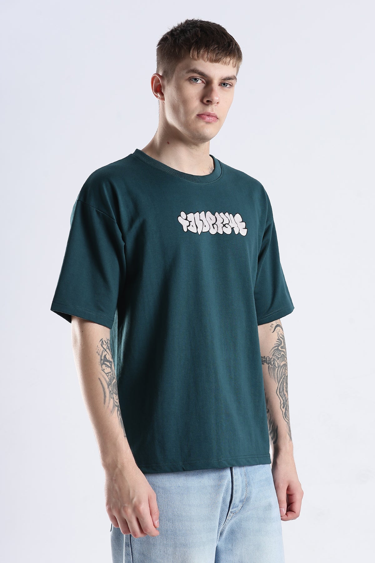 Green Graphic To Explore HD Printed Oversized T-shirt