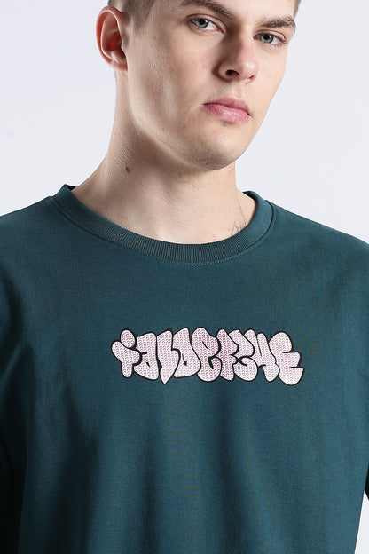 Green Graphic To Explore HD Printed Oversized T-shirt