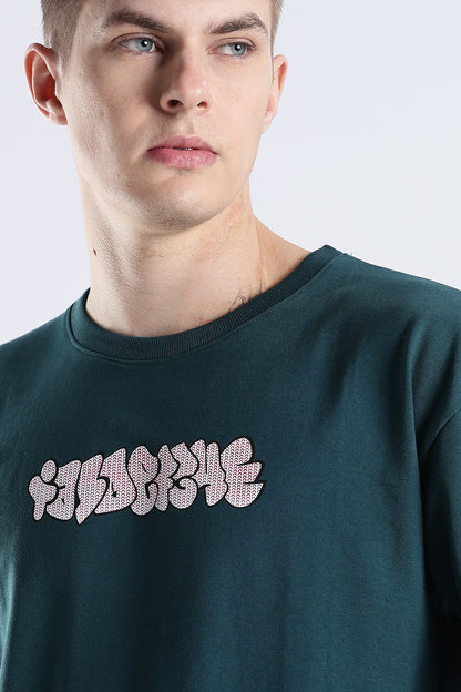 Green Graphic To Explore HD Printed Oversized T-shirt