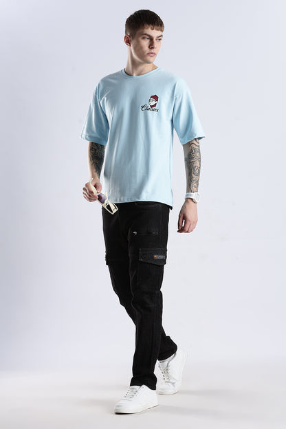 Sky Blue Classics HD Graphic Printed Oversized T-shirt