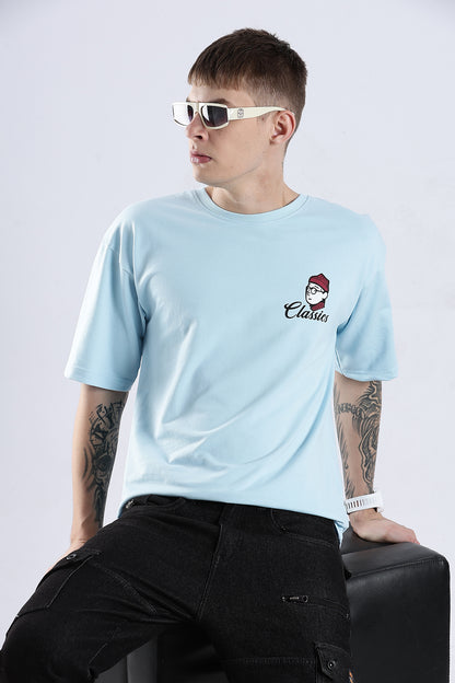Sky Blue Classics HD Graphic Printed Oversized T-shirt