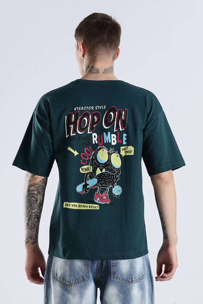 Green Hop On HD Printed Oversized T-shirt