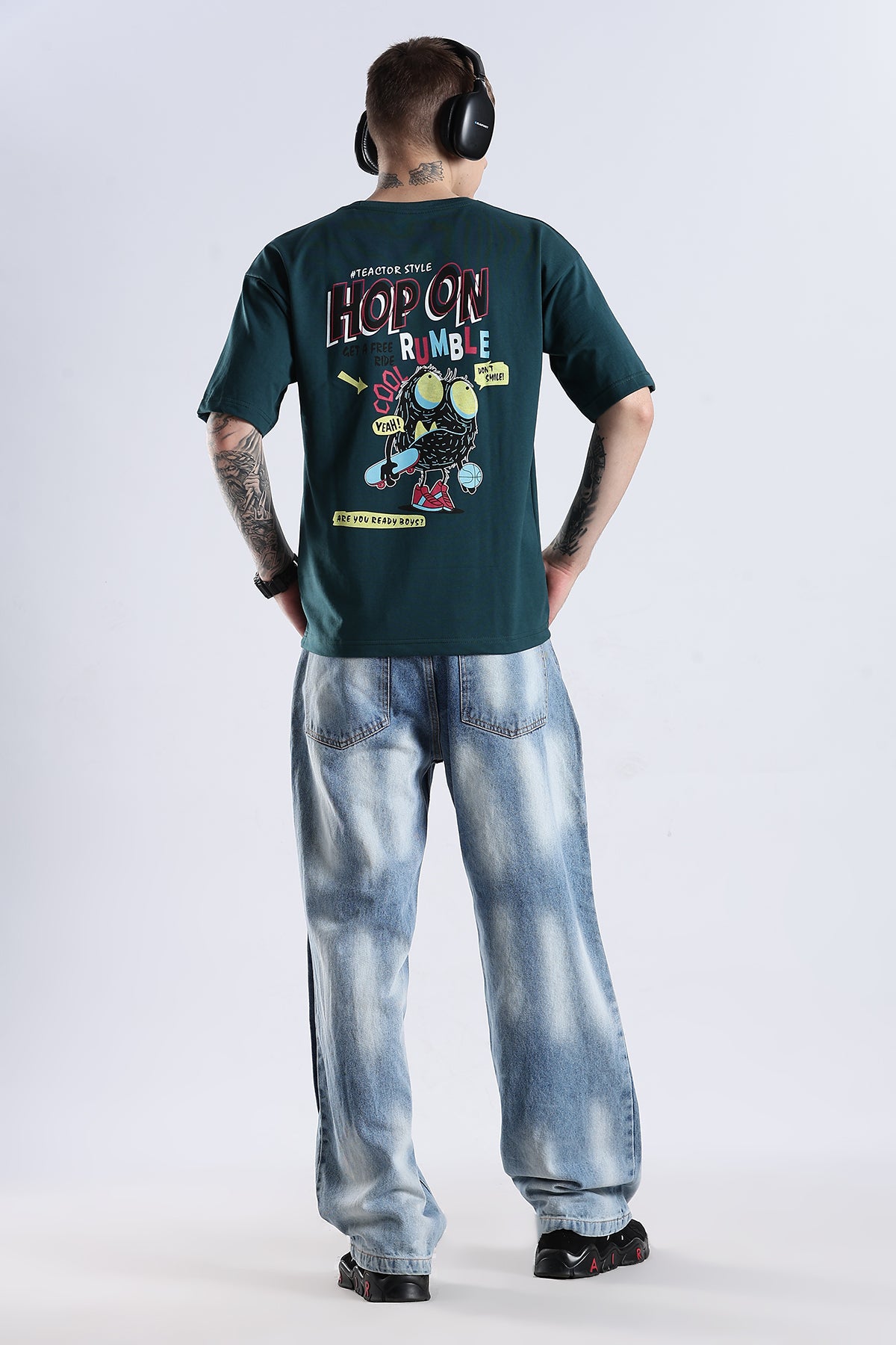 Green Hop On HD Printed Oversized T-shirt