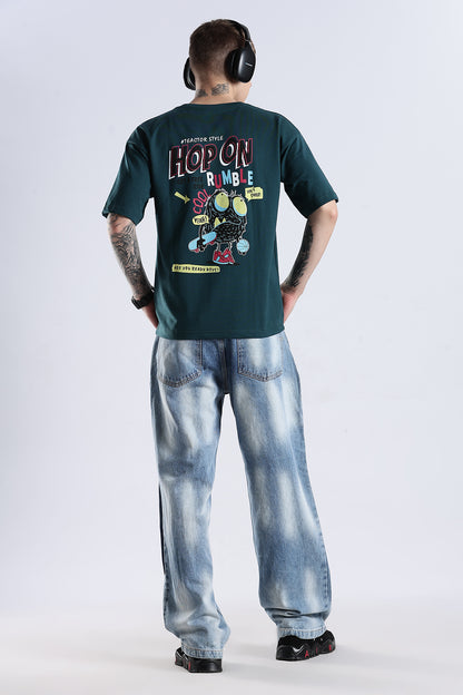 Green Hop On HD Printed Oversized T-shirt