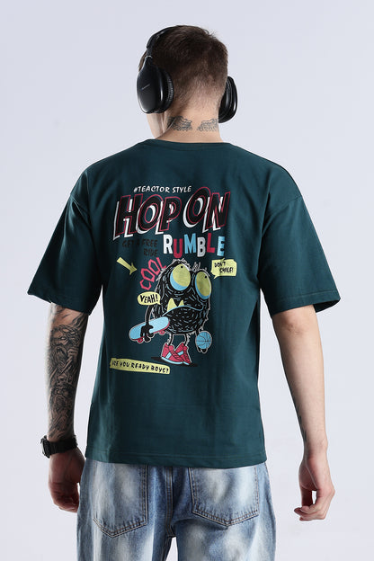 Green Hop On HD Printed Oversized T-shirt