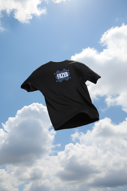 Black Fazed HD Graphic Printed Oversized T-shirt